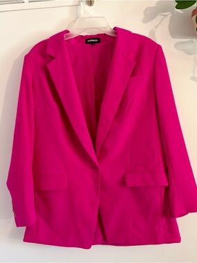 Express Women's Hot Pink Single-Button Oversized Blazer